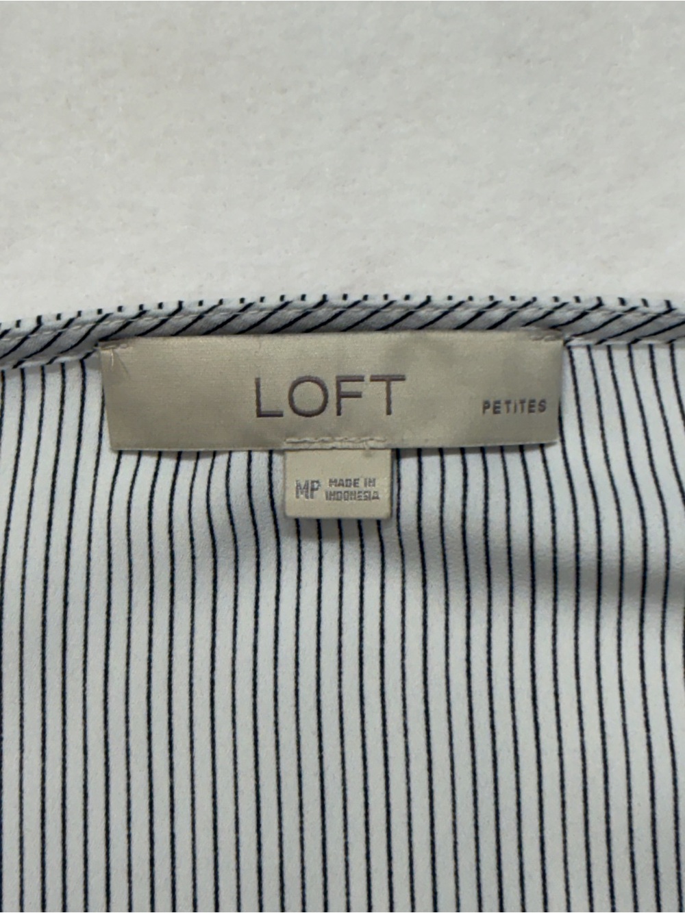 LOFT Striped Ruffle Sleeve Shell Top - Blue & White - Picture 3 of 7